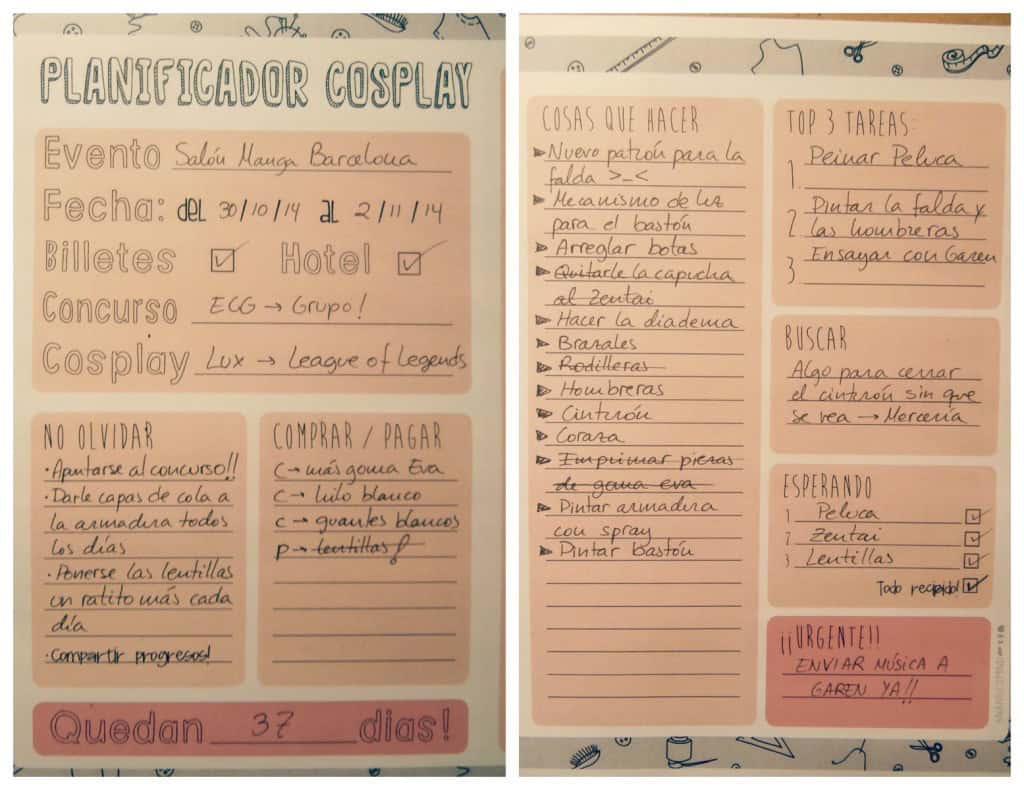 Cosplay planner