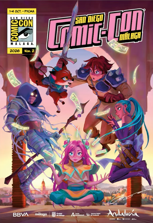 Cartel San Diego Comic Con Málaga 2026 por Helen Chen