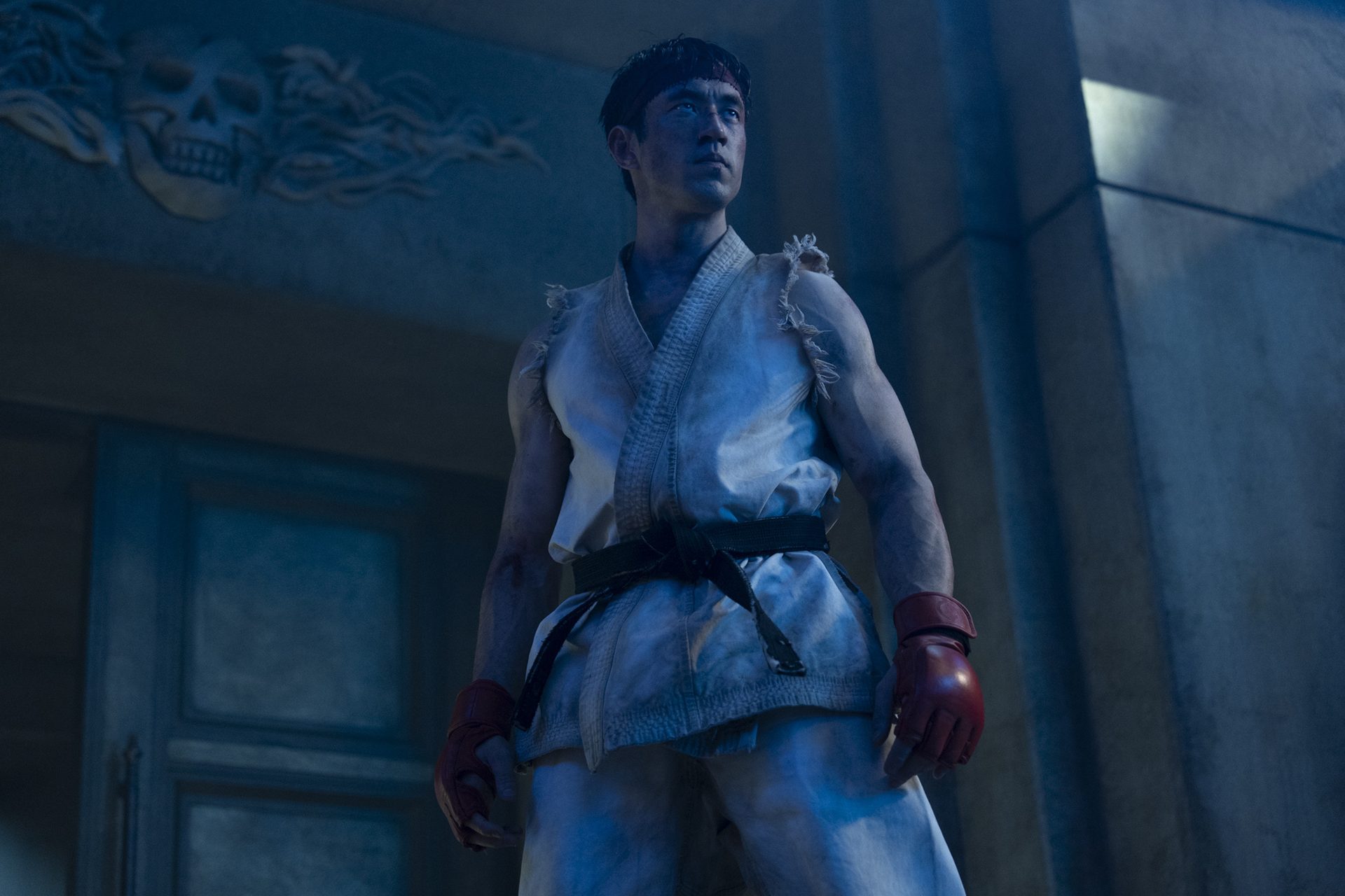 Ryu con su kimono blanco y su cinta roja en Street Fighter